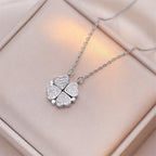 Choker Necklace with Heart Pendants and Four-Leaf Clover for Women silver