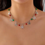 Necklace with Snowflake and Christmas Bauble Pendants