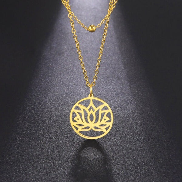 Buddhist Necklace Lotus Flower Gold