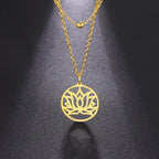 Buddhist Necklace Lotus Flower Gold