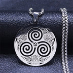 Celtic Necklace Triskel Pendant Viking Men Women Nordic Silver