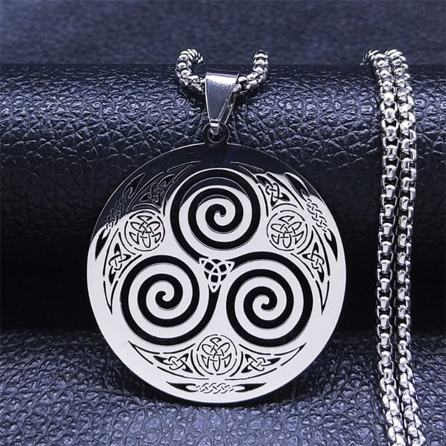Celtic Necklace Triskel Pendant Viking Men Women Nordic Silver