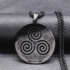 Celtic Necklace Triskel Pendant Viking Men Women Nordic Black