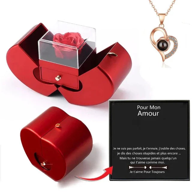 Love Heart Necklace with Surprise Box and Sweet Note