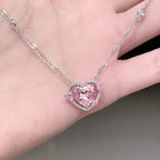 Sparkling Heart Necklace for Women in Genuine Silver