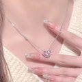 Sparkling Heart Necklace for Women in Genuine Silver