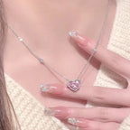Sparkling Heart Necklace for Women in Genuine Silver