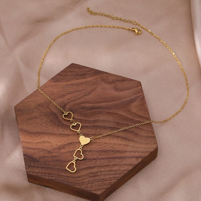 Long Heart Necklace Gold