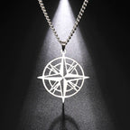 Compass Necklace Wind Rose Compass Pendant Silver
