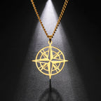 Compass Necklace Wind Rose Compass Pendant Gold