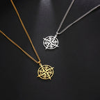 Compass Necklace Wind Rose Compass Pendant Silver
