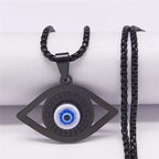 Greek Turkish Blue Evil Eye Necklace Matiasma Mataki Black Pendant