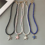 Colorful Starfish Shell Necklace Blue