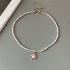 Colorful Starfish Shell Necklace Pink
