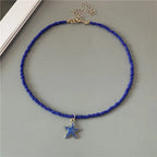 Colorful Starfish Shell Necklace Blue