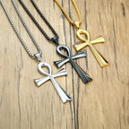 Egyptian Cross Necklace Pendant gold silver black