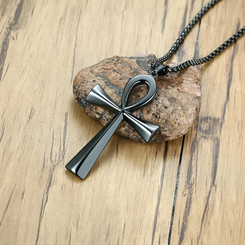 Egyptian Cross Necklace Pendant black