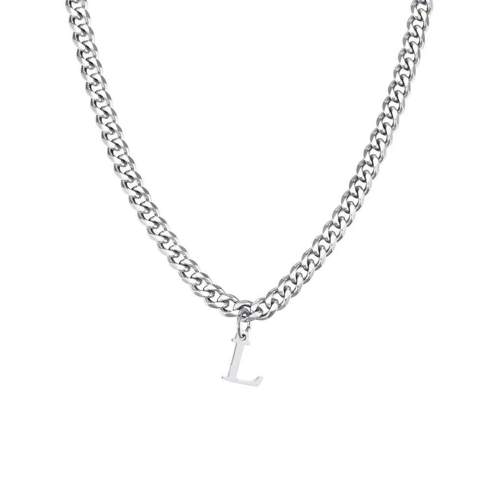 Men's necklace with custom initial pendant l 