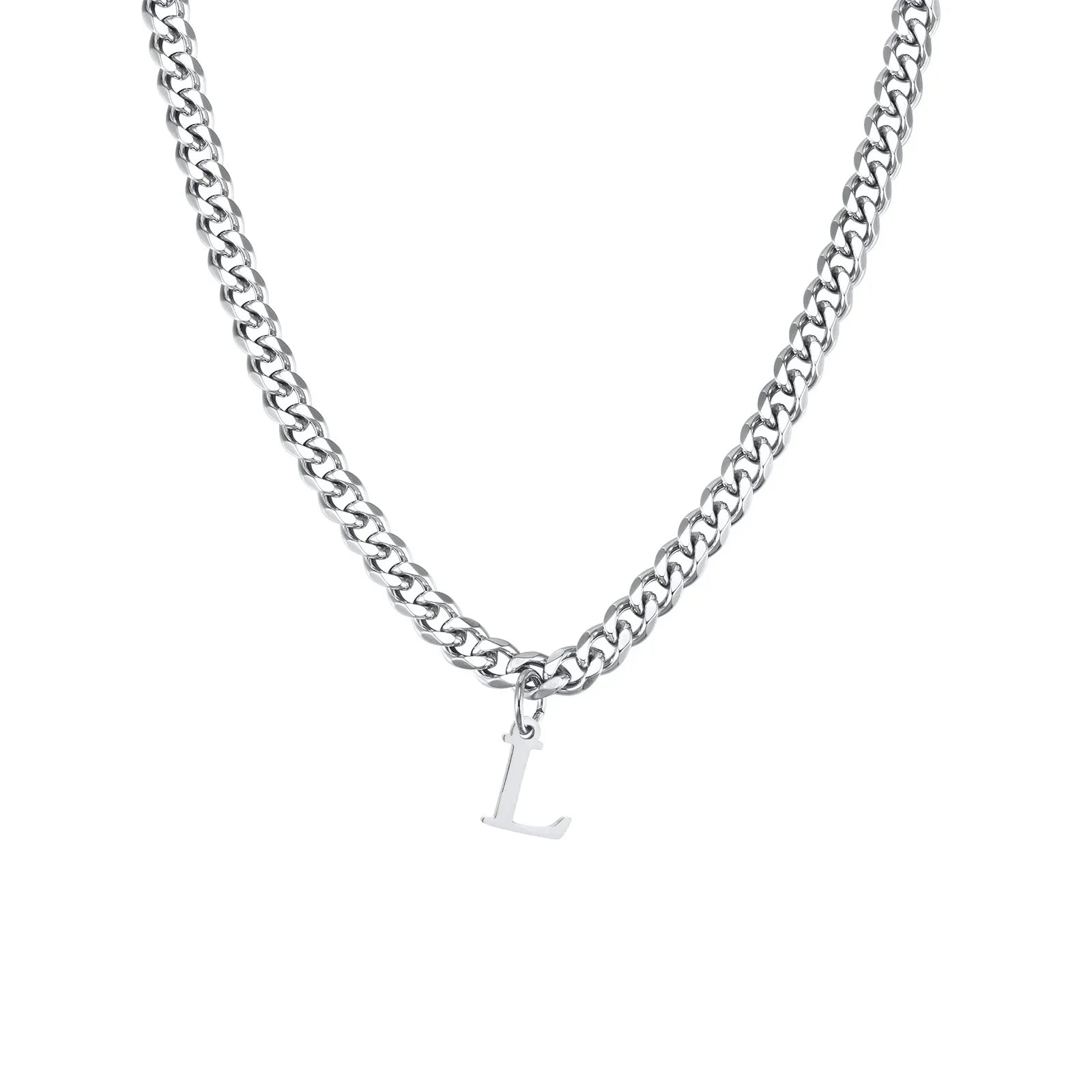 Men's necklace with custom initial pendant l 