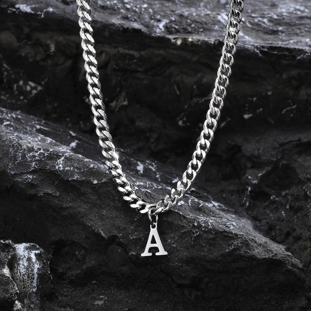 Men's necklace with custom initial pendant a