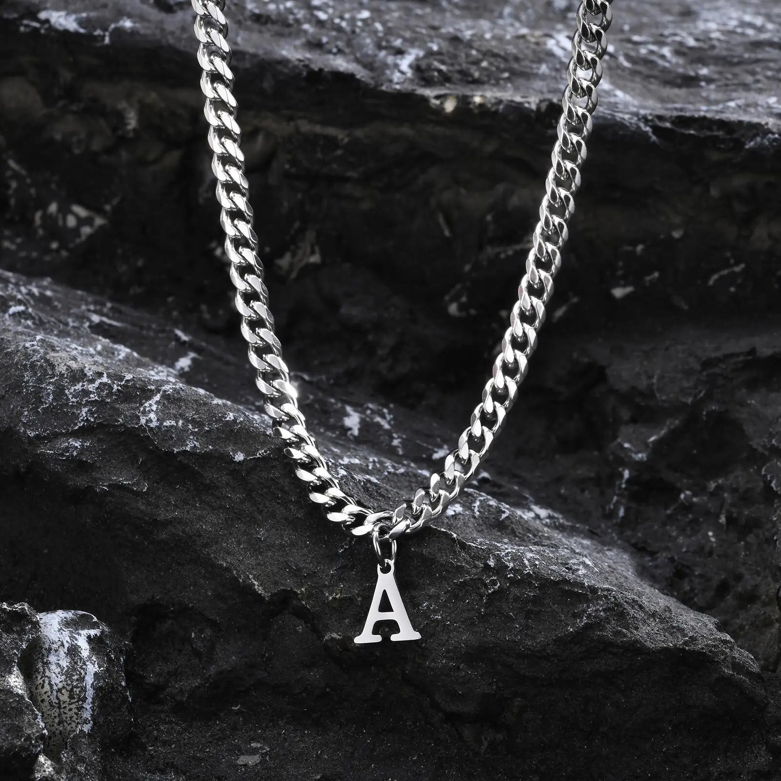 Men's necklace with custom initial pendant a