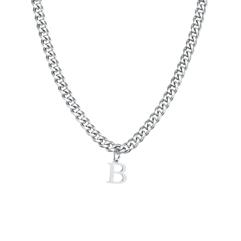 Men's necklace with custom initial pendant b