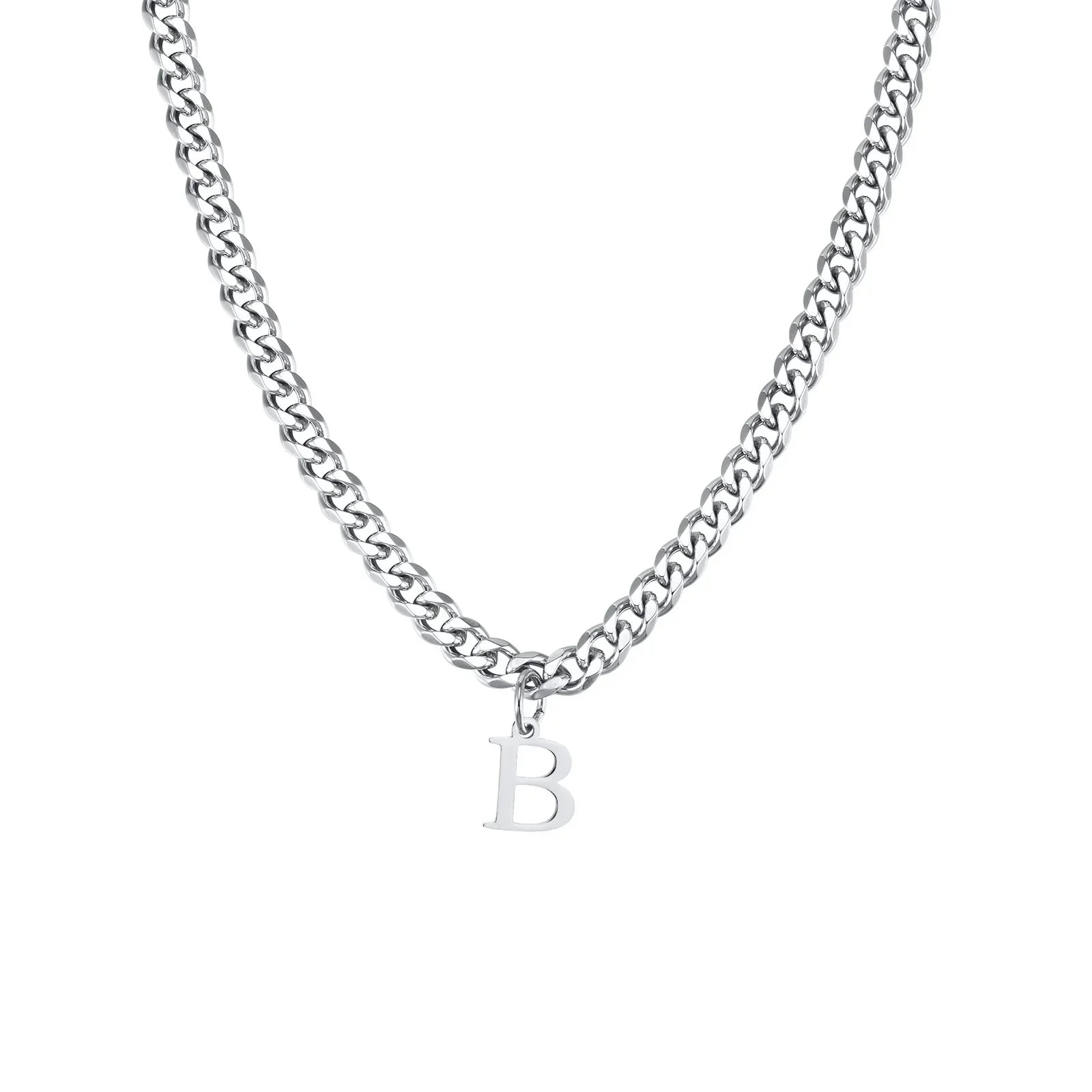 Men's necklace with custom initial pendant b