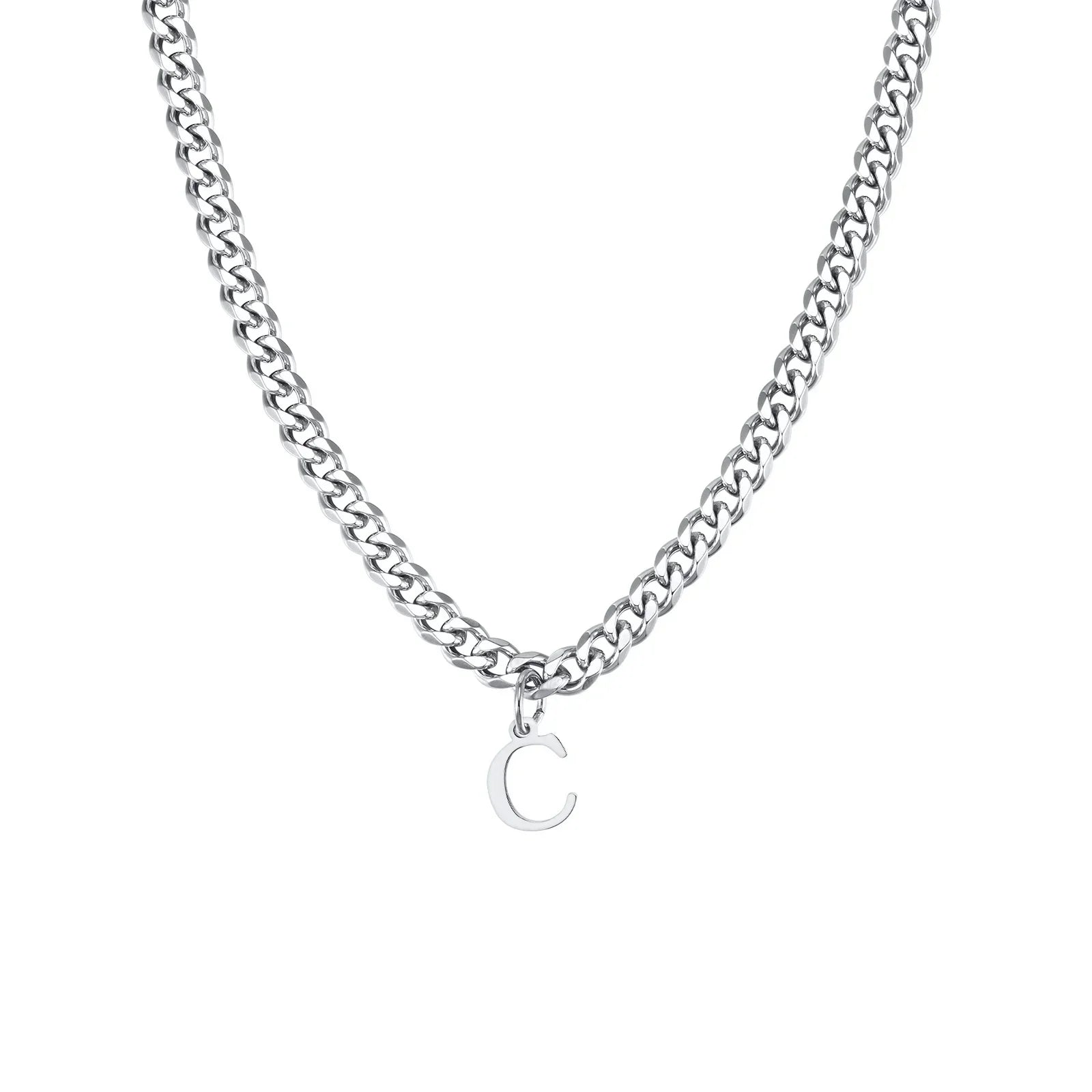 Men's necklace with custom initial pendant c