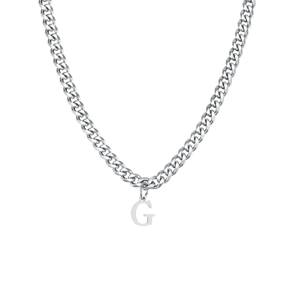 Men's necklace with custom initial pendant g