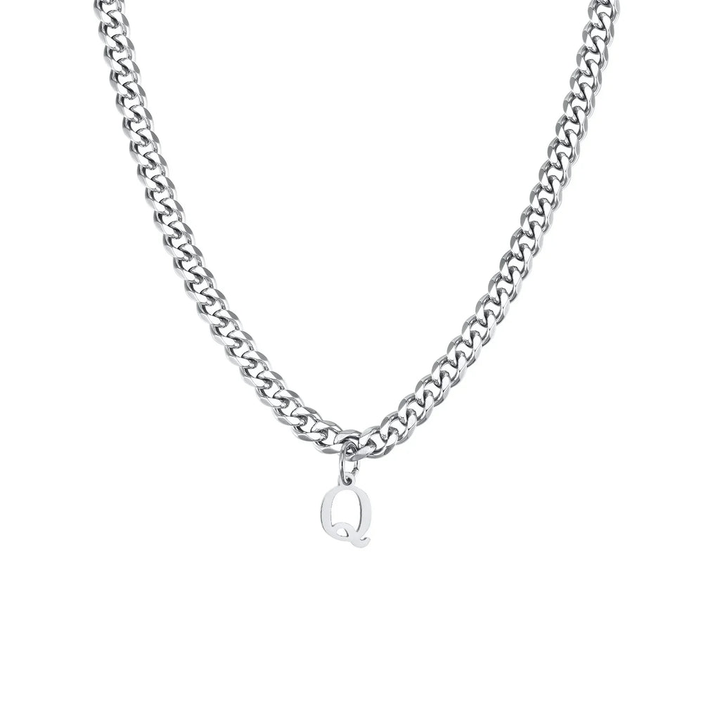 Men's necklace with custom initial pendant q