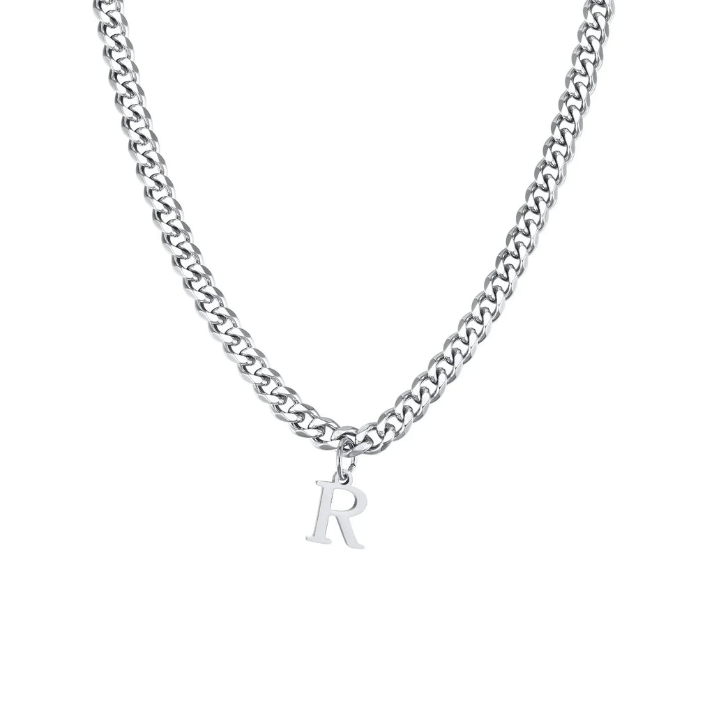 Men's necklace with custom initial pendant r