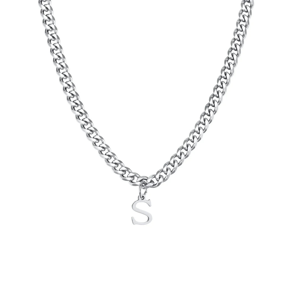 Men's necklace with custom initial pendant s