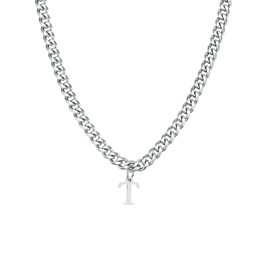 Men's necklace with custom initial pendant t