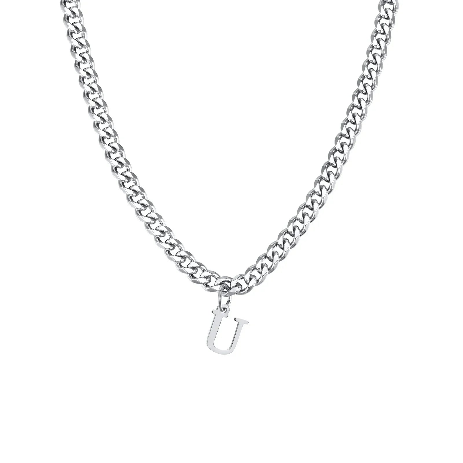 Men's necklace with custom initial pendant u