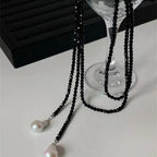Charm Necklace with black pearl pendant