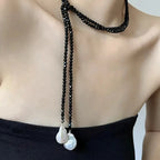 Charm Necklace with black pearl pendant
