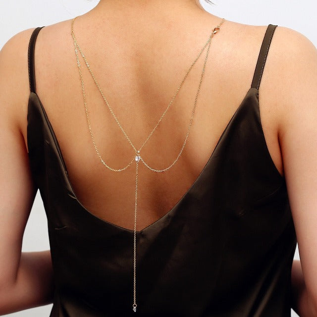 Bohemian Back Necklace for Women in gold