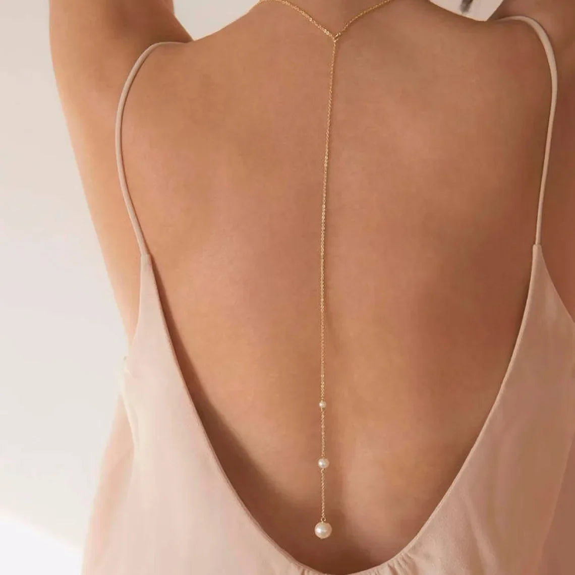 Gold-plated back necklace - back chain for women