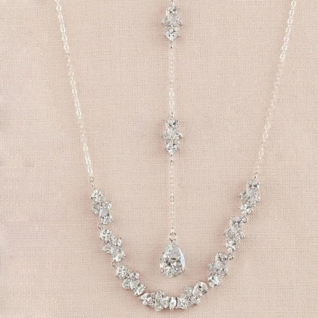 Wedding Back Necklace Silver