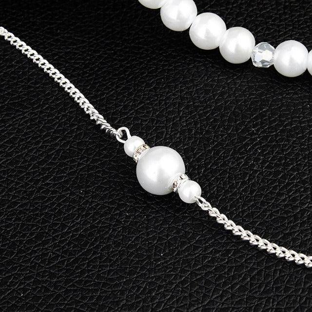 Back Necklace for Wedding with Pearls for Women