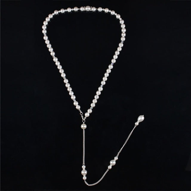 Back Necklace for Wedding with Pearls for Women
