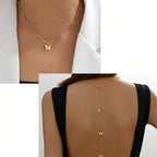 Butterfly back necklace - back chain for women gold