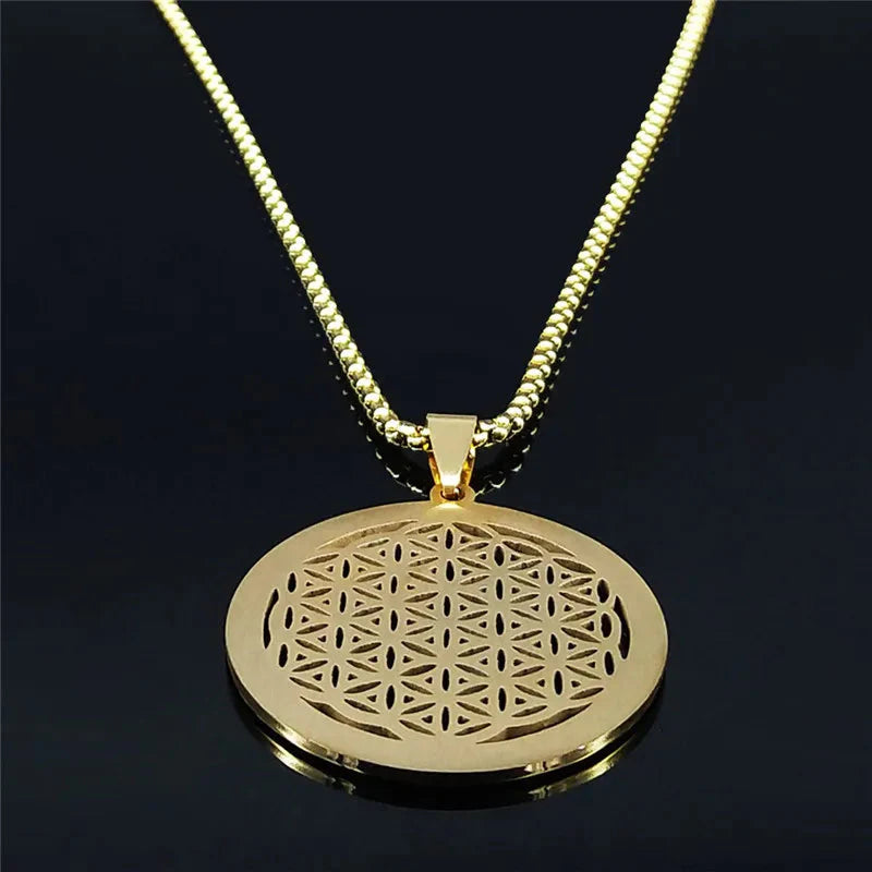 Life Flower Necklace Gold Pendant