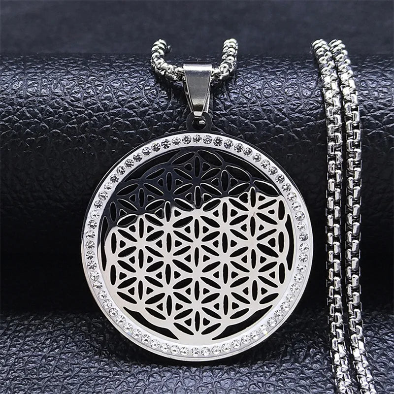 Life Flower Necklace Silver Pendant