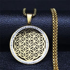 Life Flower Necklace Gold Pendant
