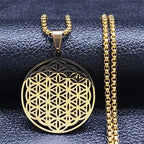 Life Flower Necklace Yoga Pendant Gold