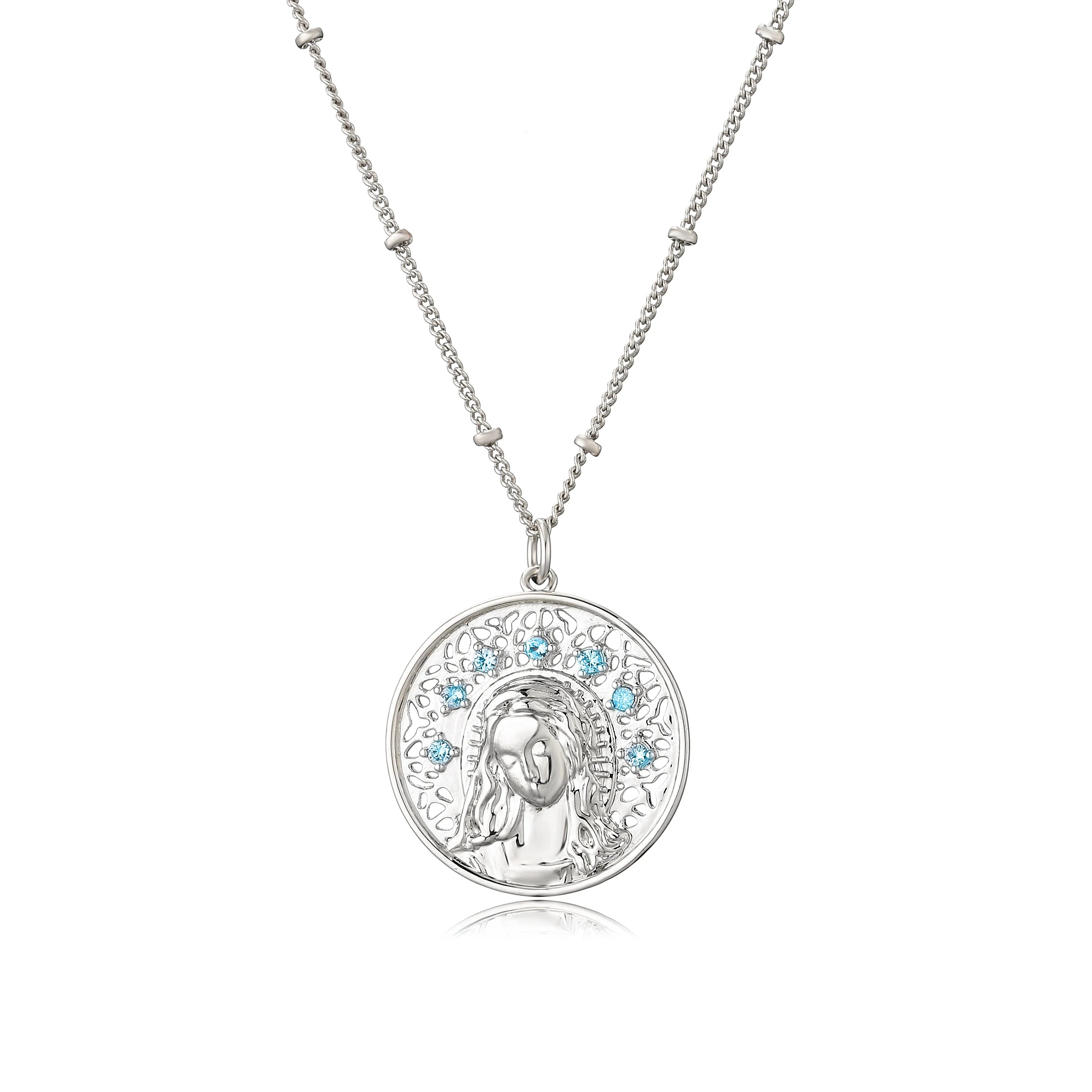 Our Lady of Mary Necklace Christian Pendant silver