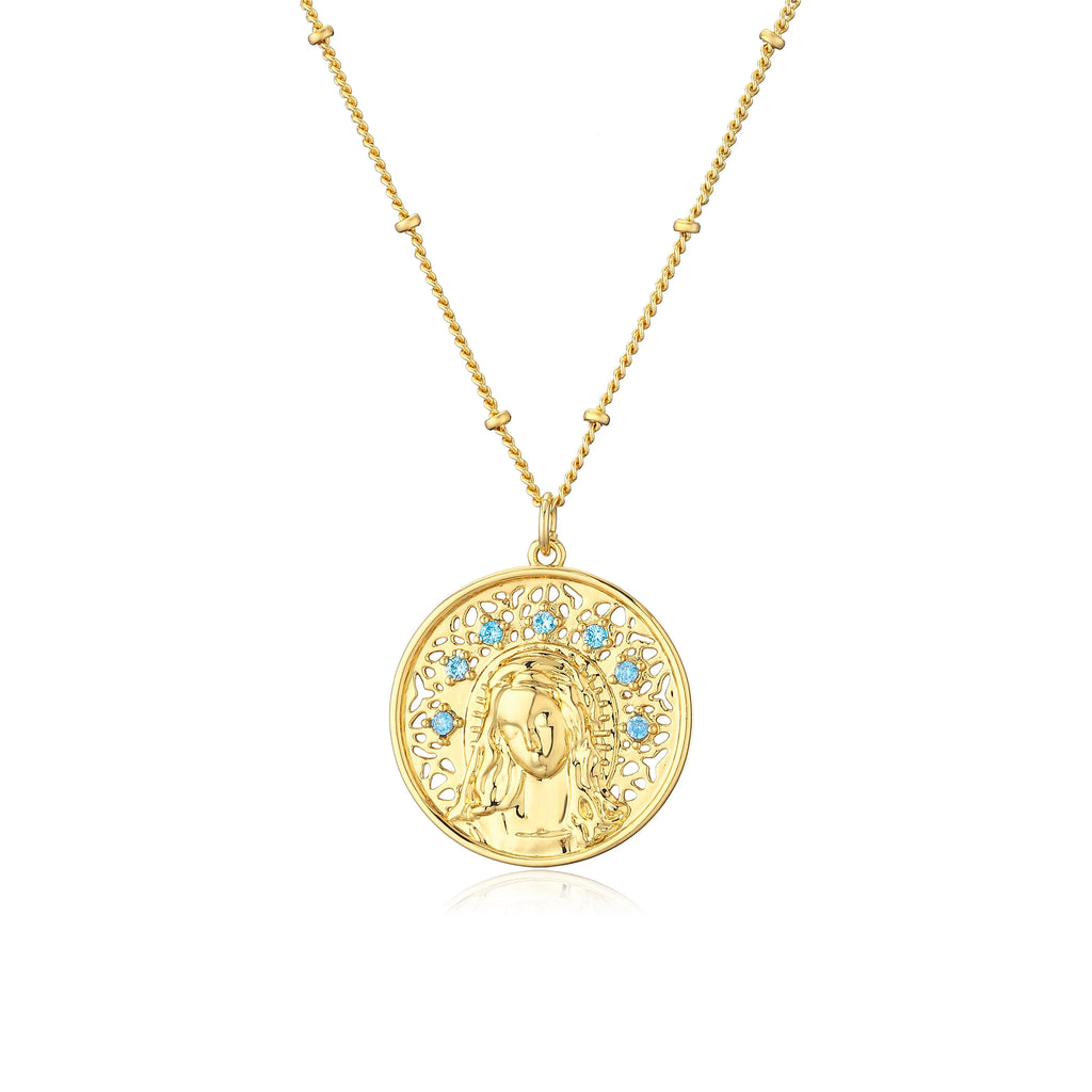 Our Lady of Mary Necklace Christian Pendant gold