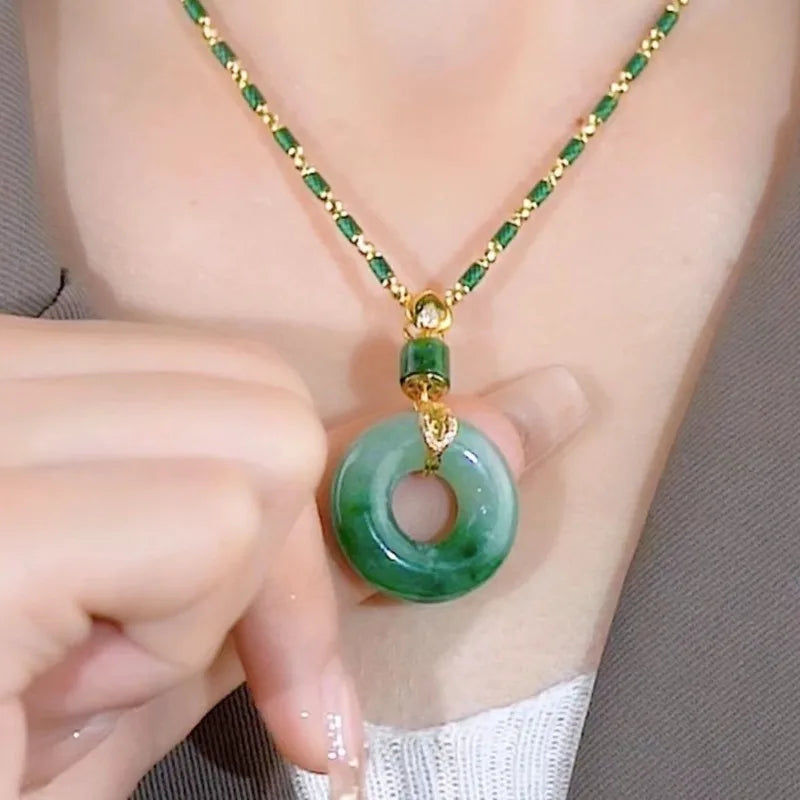Peace and Blessing Necklace in Hetian Jade