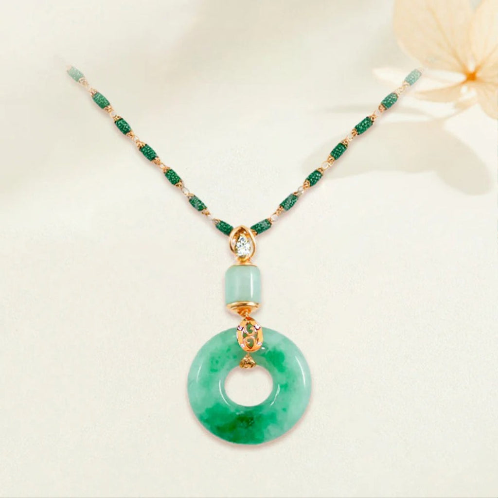 Peace and Blessing Necklace in Hetian Jade